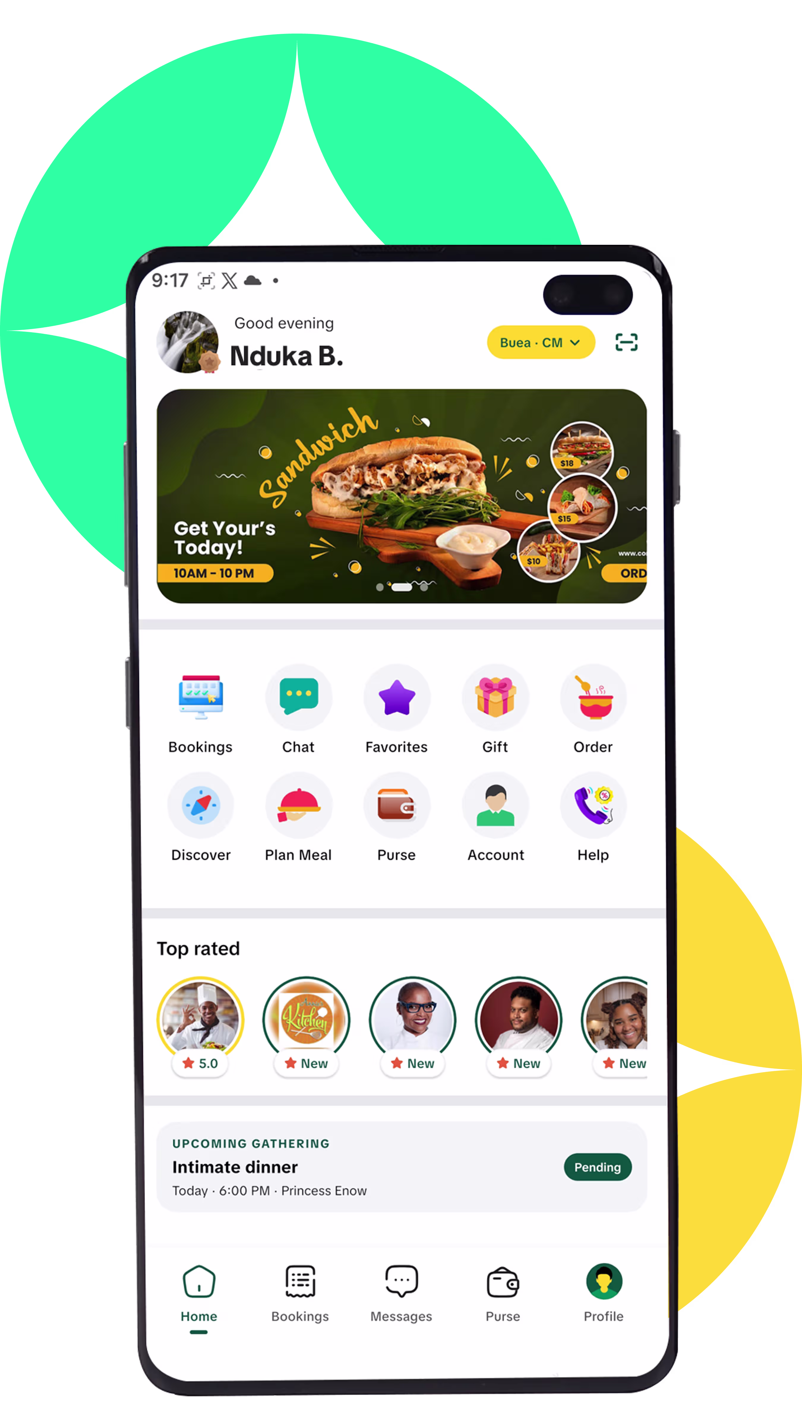Cheffar app showing chefs for a stay kitchen