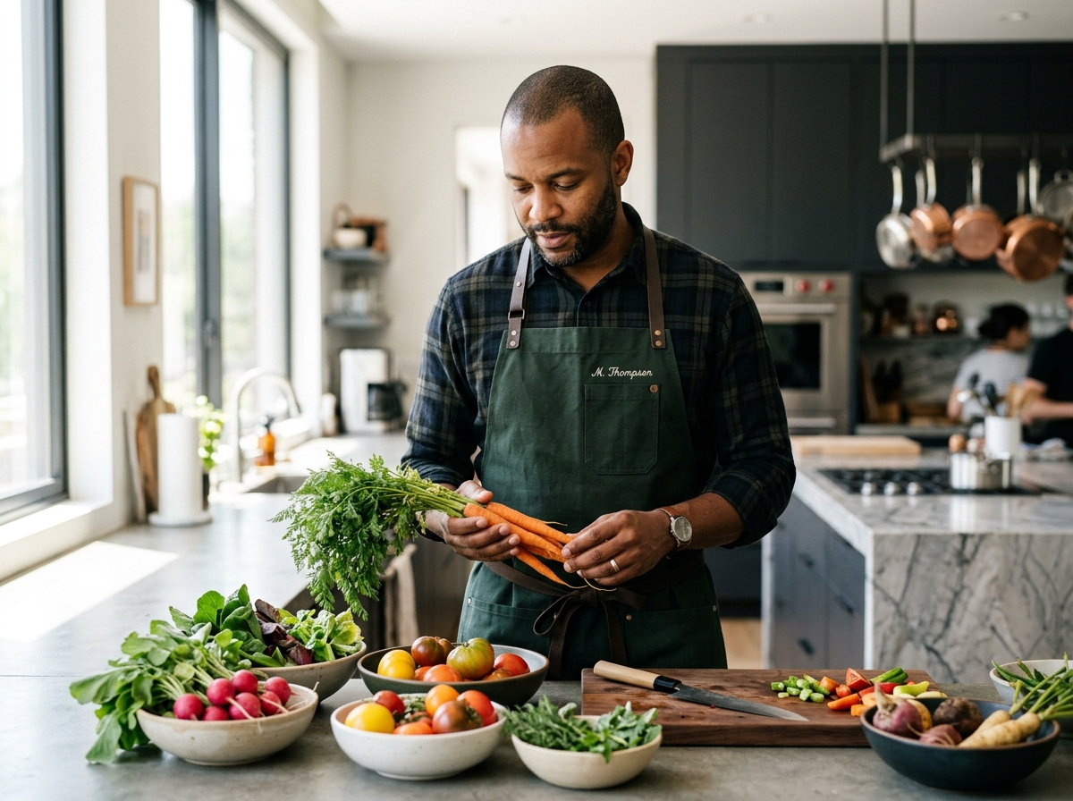 A chef working in a private home kitchen